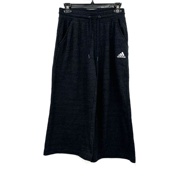Adidas size small dark gray wide‎ leg sweatpants with pockets crop length - Picture 1 of 5